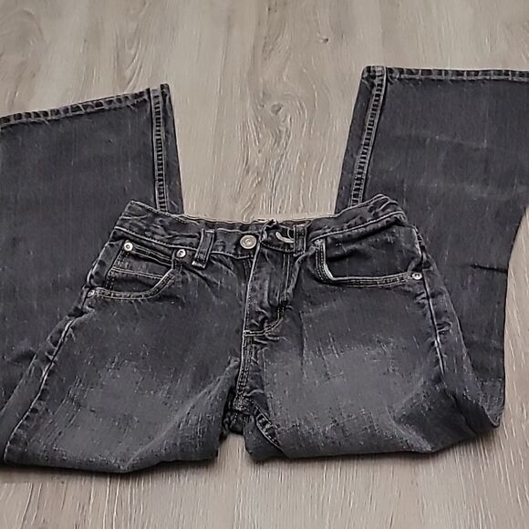 Faded Black Adjustable Waist Wrangler Boys Size 10 Slim Denim Jeans - Picture 4 of 5